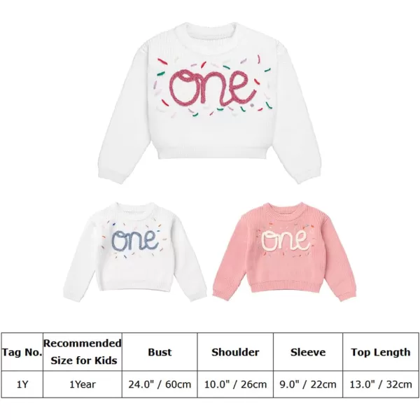 imageIDOPIP Toddler Baby Girls First Birthday Outfit Boho Embroidery One Sweater Top Knit Pullover Sweatshirt Fall Winter ClothesPink One  Snowflake