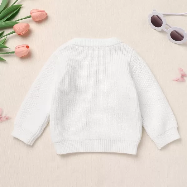 imageIDOPIP Toddler Baby Girls First Birthday Outfit Boho Embroidery One Sweater Top Knit Pullover Sweatshirt Fall Winter ClothesWhite 12