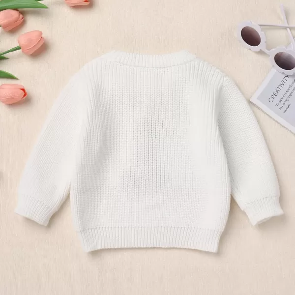 imageIDOPIP Toddler Baby Girls First Birthday Outfit Boho Embroidery One Sweater Top Knit Pullover Sweatshirt Fall Winter ClothesWhite 1st  Flower