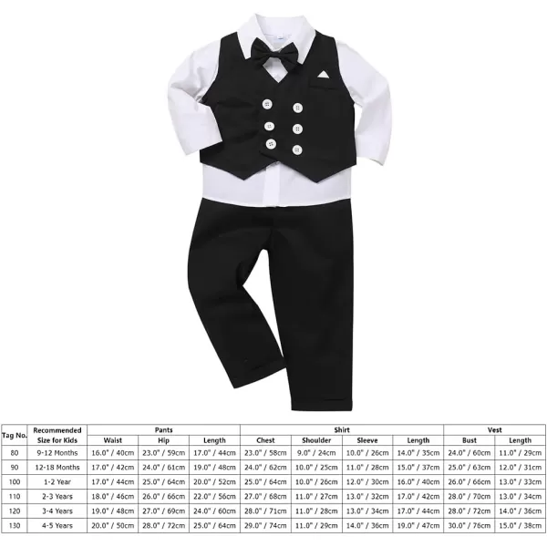 imageIDOPIP Toddler Kids Baby Boys Fall Winter Outfits Long Sleeve Shirt with Bowtie  Vest Waistcoat Long Pants Overalls ClothesWhite  Black
