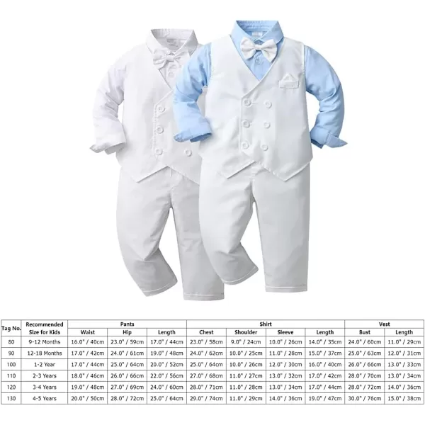 imageIDOPIP Toddler Kids Baby Boys Fall Winter Outfits Long Sleeve Shirt with Bowtie  Vest Waistcoat Long Pants Overalls ClothesWhite  Blue