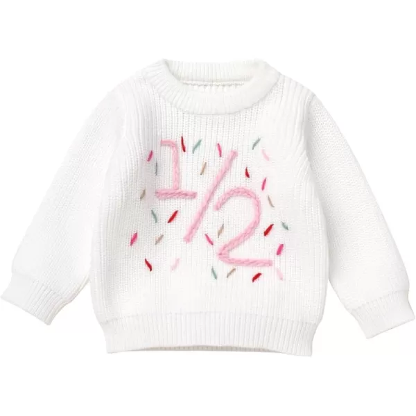 imageIDOPIP Toddler Baby Girls First Birthday Outfit Boho Embroidery One Sweater Top Knit Pullover Sweatshirt Fall Winter ClothesWhite 12