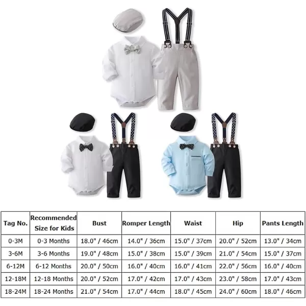 imageIDOPIP Baptism Outfits for Boys Baby Toddler Gentleman Outfit 5PCS Bowtie Romper Shirt Suspender Pants Hat Formal Tuxedo SuitBlack  Beret