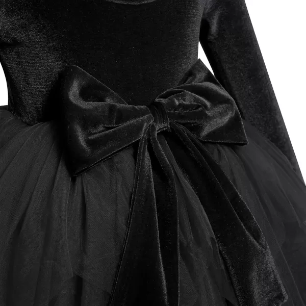 imageIDOPIP Toddler Baby Girls Velvet Tutu Dress Bowknot Ruffle Tulle Princess Christmas Birthday Party Dress Fall Winter ClothesBlack