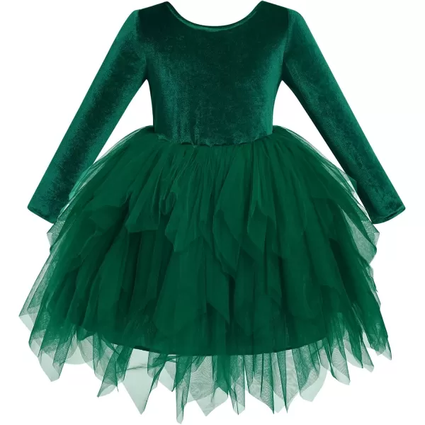 imageIDOPIP Toddler Baby Girls Velvet Tutu Dress Bowknot Ruffle Tulle Princess Christmas Birthday Party Dress Fall Winter ClothesGreen