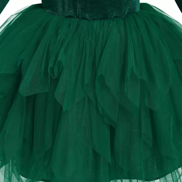 imageIDOPIP Toddler Baby Girls Velvet Tutu Dress Bowknot Ruffle Tulle Princess Christmas Birthday Party Dress Fall Winter ClothesGreen