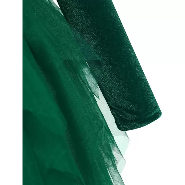 imageIDOPIP Toddler Baby Girls Velvet Tutu Dress Bowknot Ruffle Tulle Princess Christmas Birthday Party Dress Fall Winter ClothesGreen
