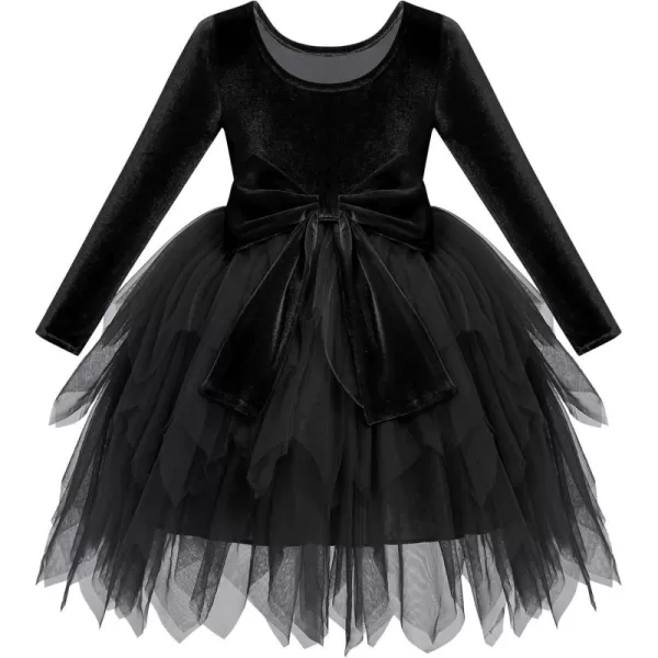 imageIDOPIP Toddler Baby Girls Velvet Tutu Dress Bowknot Ruffle Tulle Princess Christmas Birthday Party Dress Fall Winter ClothesBlack