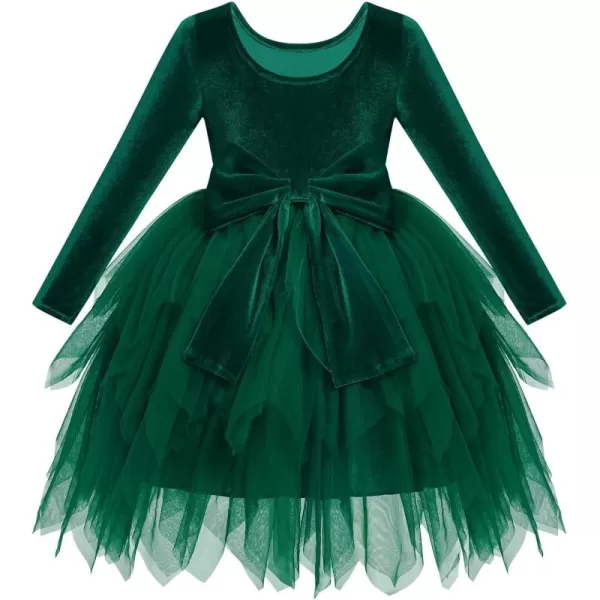 imageIDOPIP Toddler Baby Girls Velvet Tutu Dress Bowknot Ruffle Tulle Princess Christmas Birthday Party Dress Fall Winter ClothesGreen