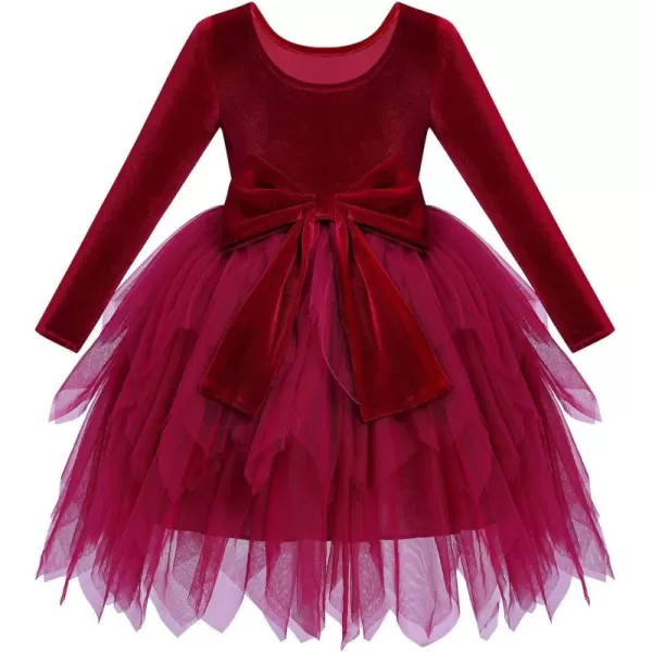 imageIDOPIP Toddler Baby Girls Velvet Tutu Dress Bowknot Ruffle Tulle Princess Christmas Birthday Party Dress Fall Winter ClothesRed