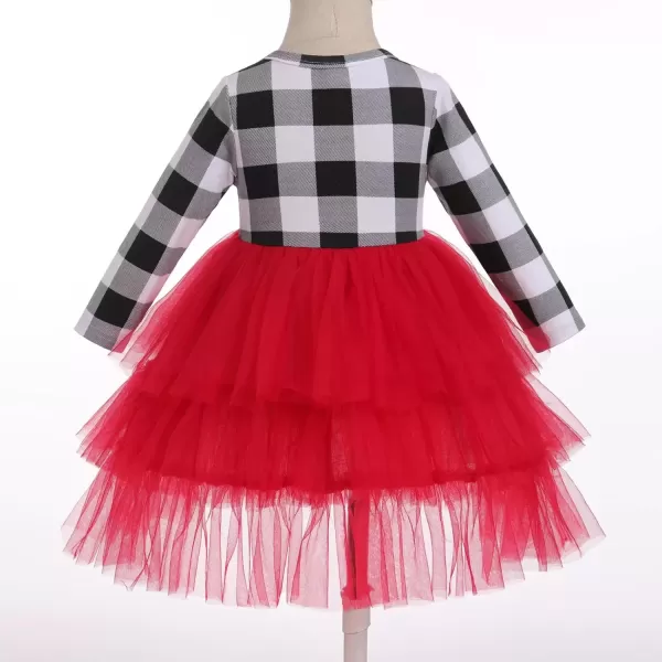 imageIDOPIP Toddler Baby Girls Christmas Plaid Tutu Dress with Headband Long Sleeve Princess Birthday Party Dresses Fall ClothesWhite