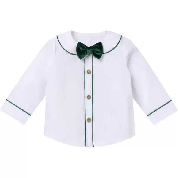 imageIDOPIP Baby Boys Velvet Formal Suit Toddler Gentleman Outfit Long Sleeve Shirt with Bowtie Suspender Pants Hat Winter ClothesGreen