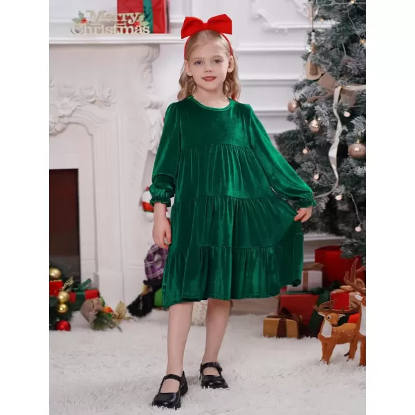 imageIDOPIP Toddler Baby Girls Velvet Tutu Dress Bowknot Ruffle Kids Princess Christmas Birthday Party Dresses Fall Winter ClothesGreen