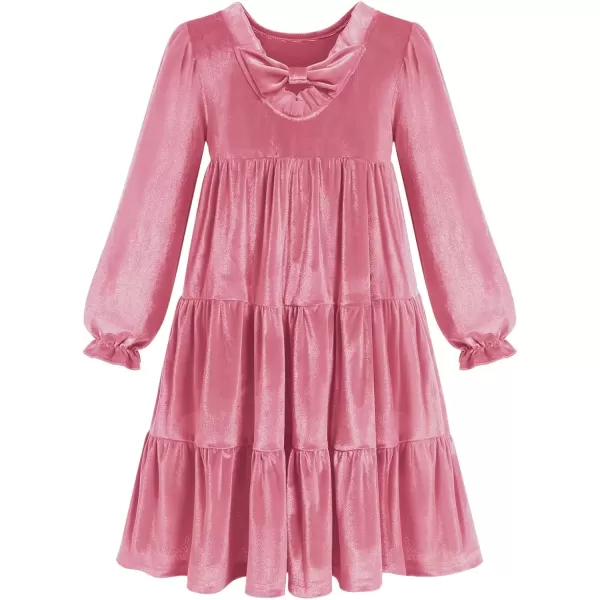imageIDOPIP Toddler Baby Girls Velvet Tutu Dress Bowknot Ruffle Kids Princess Christmas Birthday Party Dresses Fall Winter ClothesPink