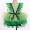 imageIDOPIP Baby Girls Sequin Strawberry Cherry Tutu Dress Summer Backless Lace Princess Birthday Party Dress with Headband OutfitGreen Clover