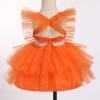 imageIDOPIP Baby Girls Sequin Strawberry Cherry Tutu Dress Summer Backless Lace Princess Birthday Party Dress with Headband OutfitOrange Pumpkin