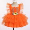 imageIDOPIP Baby Girls Sequin Strawberry Cherry Tutu Dress Summer Backless Lace Princess Birthday Party Dress with Headband OutfitOrange Pumpkin