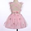 imageIDOPIP Baby Girls Sequin Strawberry Cherry Tutu Dress Summer Backless Lace Princess Birthday Party Dress with Headband OutfitPink Peach