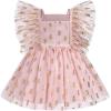 imageIDOPIP Baby Girls Sequin Strawberry Cherry Tutu Dress Summer Backless Lace Princess Birthday Party Dress with Headband OutfitPink Pineapple