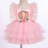 imageIDOPIP Baby Girls Sequin Strawberry Cherry Tutu Dress Summer Backless Lace Princess Birthday Party Dress with Headband OutfitPink Pumpkin