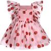 imageIDOPIP Baby Girls Sequin Strawberry Cherry Tutu Dress Summer Backless Lace Princess Birthday Party Dress with Headband OutfitPink Strawberry