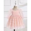 imageIDOPIP Toddler Baby Girls Dresses Long Puff Sleeve Pageant Mesh Tutu Dress Infant Wedding Baptism Photo Shoot Tulle DressFloral Print
