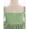 imageIDOPIP Toddler Baby Girls Dresses Long Puff Sleeve Pageant Mesh Tutu Dress Infant Wedding Baptism Photo Shoot Tulle DressGreen