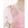 imageIDOPIP Toddler Baby Girls Dresses Long Puff Sleeve Pageant Mesh Tutu Dress Infant Wedding Baptism Photo Shoot Tulle DressPink Floral