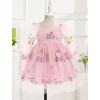 imageIDOPIP Toddler Baby Girls Dresses Long Puff Sleeve Pageant Mesh Tutu Dress Infant Wedding Baptism Photo Shoot Tulle DressPink Floral