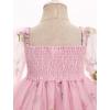 imageIDOPIP Toddler Baby Girls Dresses Long Puff Sleeve Pageant Mesh Tutu Dress Infant Wedding Baptism Photo Shoot Tulle DressPink Floral