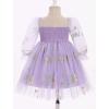 imageIDOPIP Toddler Baby Girls Dresses Long Puff Sleeve Pageant Mesh Tutu Dress Infant Wedding Baptism Photo Shoot Tulle DressPurple Floral