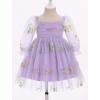 imageIDOPIP Toddler Baby Girls Dresses Long Puff Sleeve Pageant Mesh Tutu Dress Infant Wedding Baptism Photo Shoot Tulle DressPurple Floral