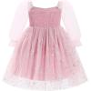 imageIDOPIP Toddler Baby Girls Dresses Long Puff Sleeve Pageant Mesh Tutu Dress Infant Wedding Baptism Photo Shoot Tulle DressSnowflake