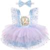 imageIDOPIP Baby Girls Sequin Strawberry Cherry Tutu Dress Summer Backless Lace Princess Birthday Party Dress with Headband OutfitBlue  Pink Rabbit