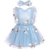 imageIDOPIP Baby Girls Sequin Strawberry Cherry Tutu Dress Summer Backless Lace Princess Birthday Party Dress with Headband OutfitBlue Cloud