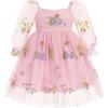 imageIDOPIP Toddler Baby Girls Dresses Long Puff Sleeve Pageant Mesh Tutu Dress Infant Wedding Baptism Photo Shoot Tulle DressPink Floral