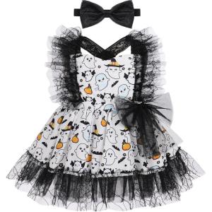 imageIDOPIP Baby Girls Sequin Strawberry Cherry Tutu Dress Summer Backless Lace Princess Birthday Party Dress with Headband OutfitBlack  White Gost