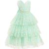 imageIDOPIP Flower Girls Tulle VNeck Bowknot Dress for Kids Long A Line Wedding Pageant Dresses Princess Birthday Party Ball GownGreen