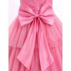 imageIDOPIP Flower Girls Tulle VNeck Bowknot Dress for Kids Long A Line Wedding Pageant Dresses Princess Birthday Party Ball GownPink