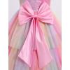 imageIDOPIP Flower Girls Tulle VNeck Bowknot Dress for Kids Long A Line Wedding Pageant Dresses Princess Birthday Party Ball GownPink Rainbow