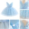 imageIDOPIP Toddler Baby Girls Shiny Butterfly Tutu Dress Princess Birthday Party Pageant Flower Girl Wedding VBackless DressesBlue