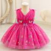 imageIDOPIP Toddler Baby Girls Shiny Butterfly Tutu Dress Princess Birthday Party Pageant Flower Girl Wedding VBackless DressesHot Pink  Shiny