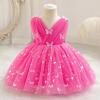 imageIDOPIP Toddler Baby Girls Shiny Butterfly Tutu Dress Princess Birthday Party Pageant Flower Girl Wedding VBackless DressesHot Pink