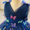 imageIDOPIP Toddler Baby Girls Shiny Butterfly Tutu Dress Princess Birthday Party Pageant Flower Girl Wedding VBackless DressesNavy Blue  Shiny