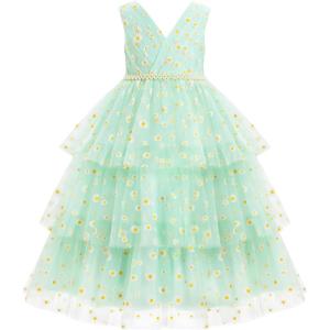 imageIDOPIP Flower Girls Tulle VNeck Bowknot Dress for Kids Long A Line Wedding Pageant Dresses Princess Birthday Party Ball GownGreen