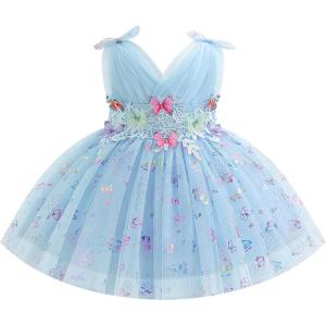 imageIDOPIP Toddler Baby Girls Shiny Butterfly Tutu Dress Princess Birthday Party Pageant Flower Girl Wedding VBackless DressesBlue  Shiny