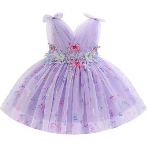 imageIDOPIP Toddler Baby Girls Shiny Butterfly Tutu Dress Princess Birthday Party Pageant Flower Girl Wedding VBackless DressesPurple  Shiny