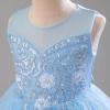 imageIDOPIP Sequin Flower Girl Dress for Wedding Pageant Tulle Ball Gown Prom Kids Princess Birthday Party Bridesmaid Maxi DressesBlue