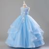 imageIDOPIP Sequin Flower Girl Dress for Wedding Pageant Tulle Ball Gown Prom Kids Princess Birthday Party Bridesmaid Maxi DressesBlue