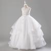 imageIDOPIP Sequin Flower Girl Dress for Wedding Pageant Tulle Ball Gown Prom Kids Princess Birthday Party Bridesmaid Maxi DressesWhite